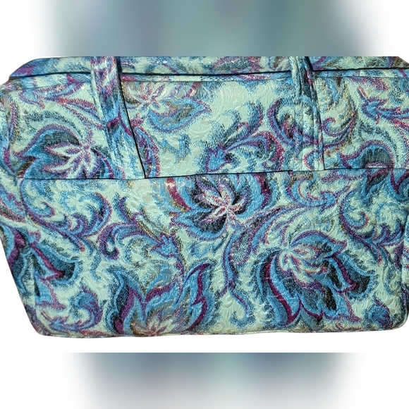 Gorgeous Vintage Retro Blue Floral And Paisley Handbag - Picture 2 of 13